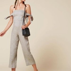 Reformation linen Amara jumpsuit in Oatmeal Sz 0